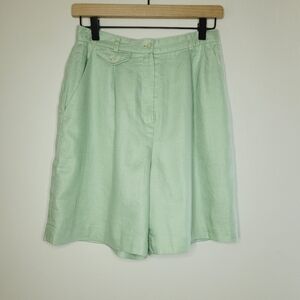 Lauren Ralph Lauren Linen Shorts Women's Size 6 Green Vintage High Rise Coastal